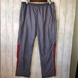 Adidas Windpants Vintage 90s Zipper Leg Purple Red Stripe Size Medium Drawstring